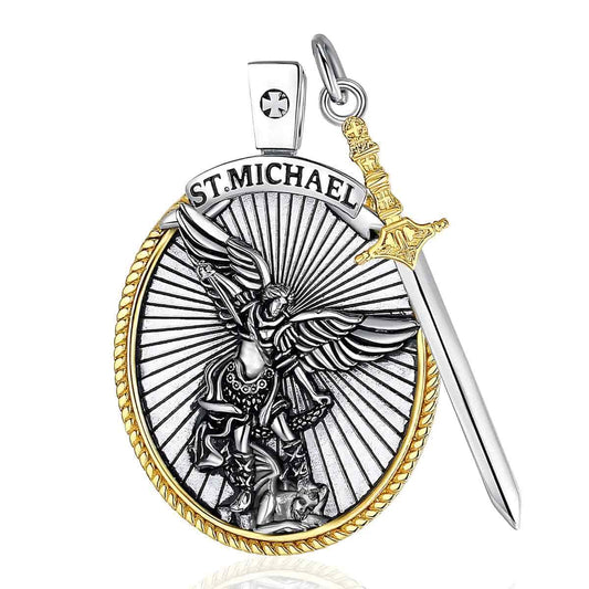 Saint Michael Necklace with Sword Pendant Only Xenos Jewelry