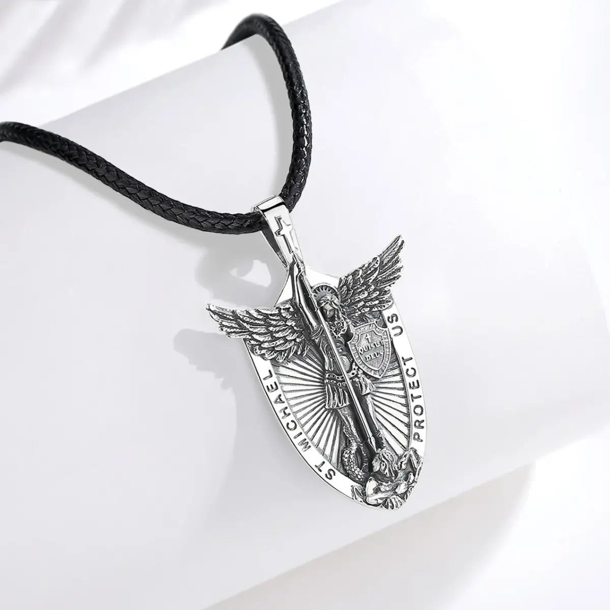 Saint Michael Shield Necklace Details