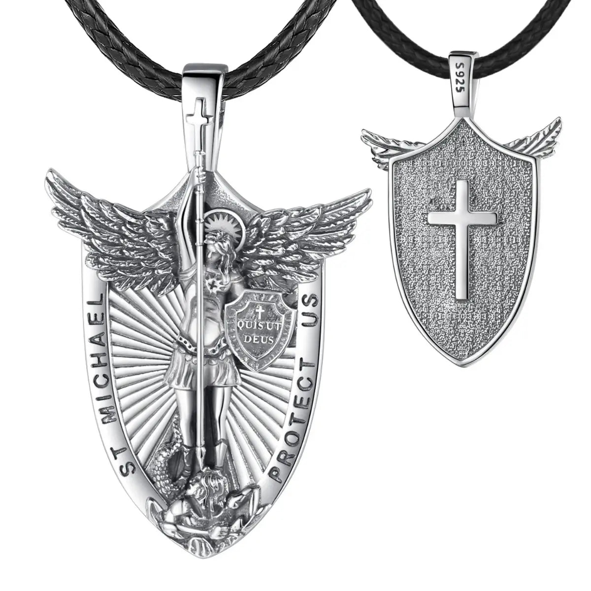 Saint Michael Shield Necklace with 24inch Rope