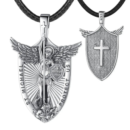 Saint Michael Shield Necklace with 24inch Rope