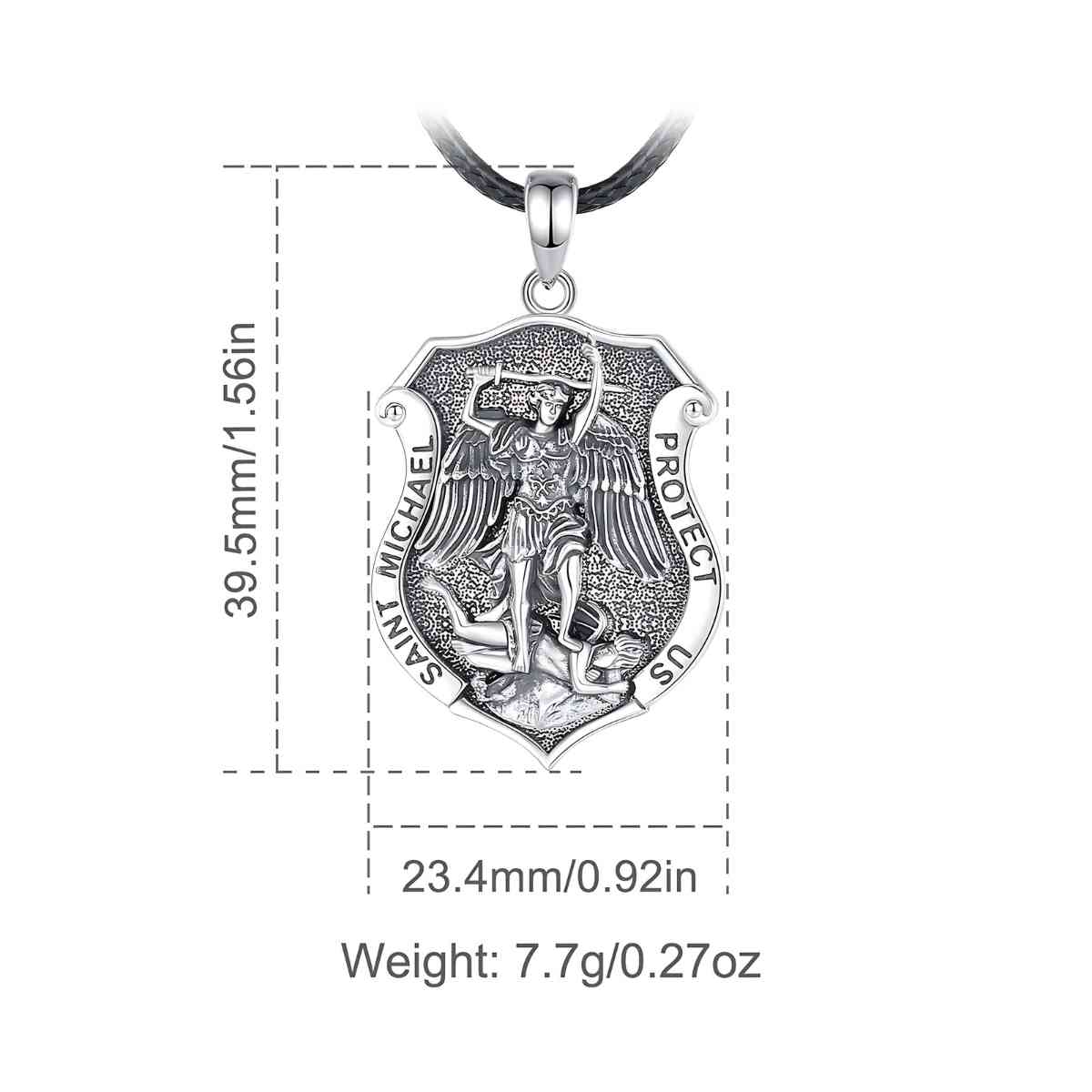 Saint Michael Shield Pendant Necklace Dimensions and Weight Xenos Jewelry