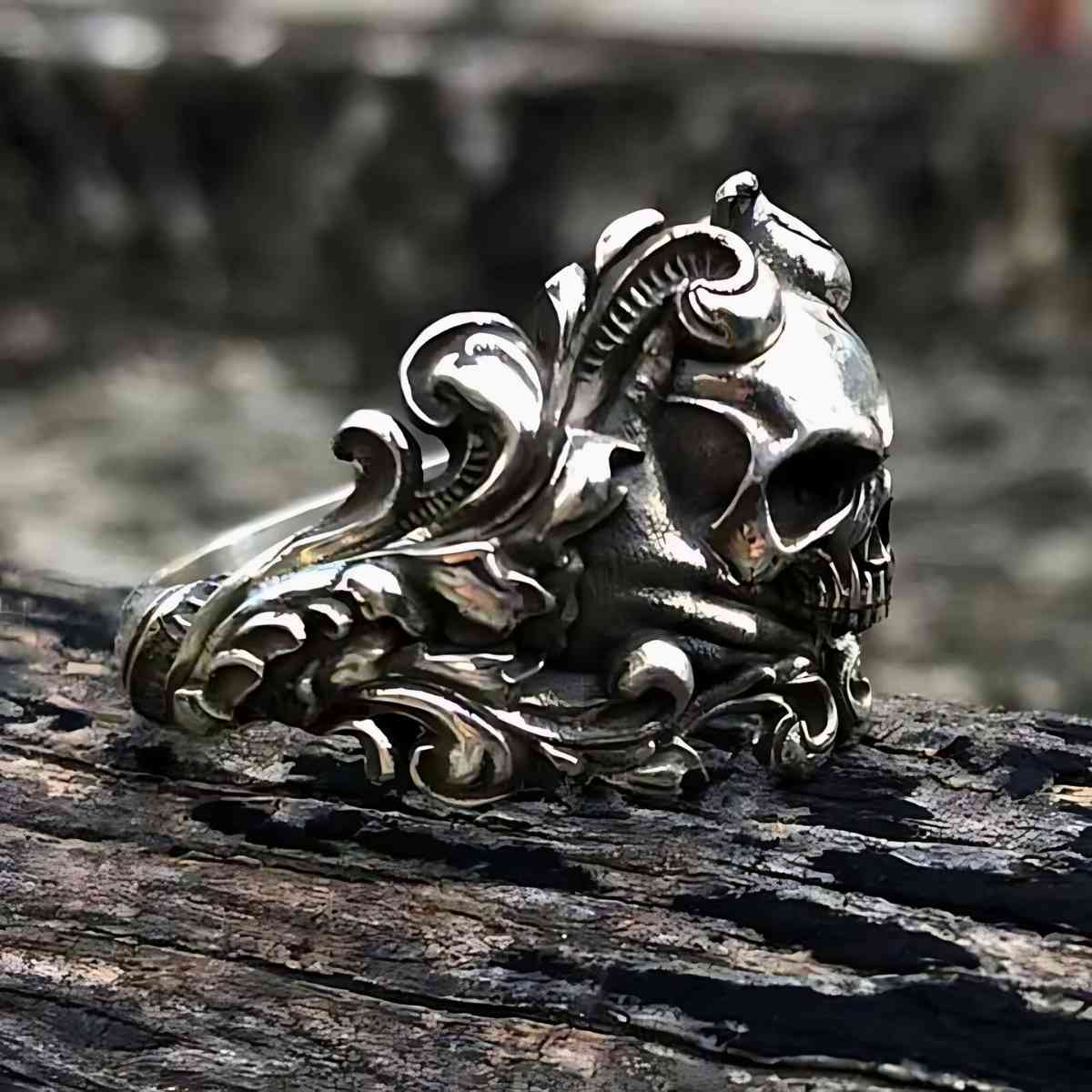 Santa Muerte Skull Ring