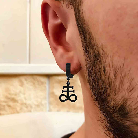 Satan Drop Hoop Earrings Xenos Jewelry