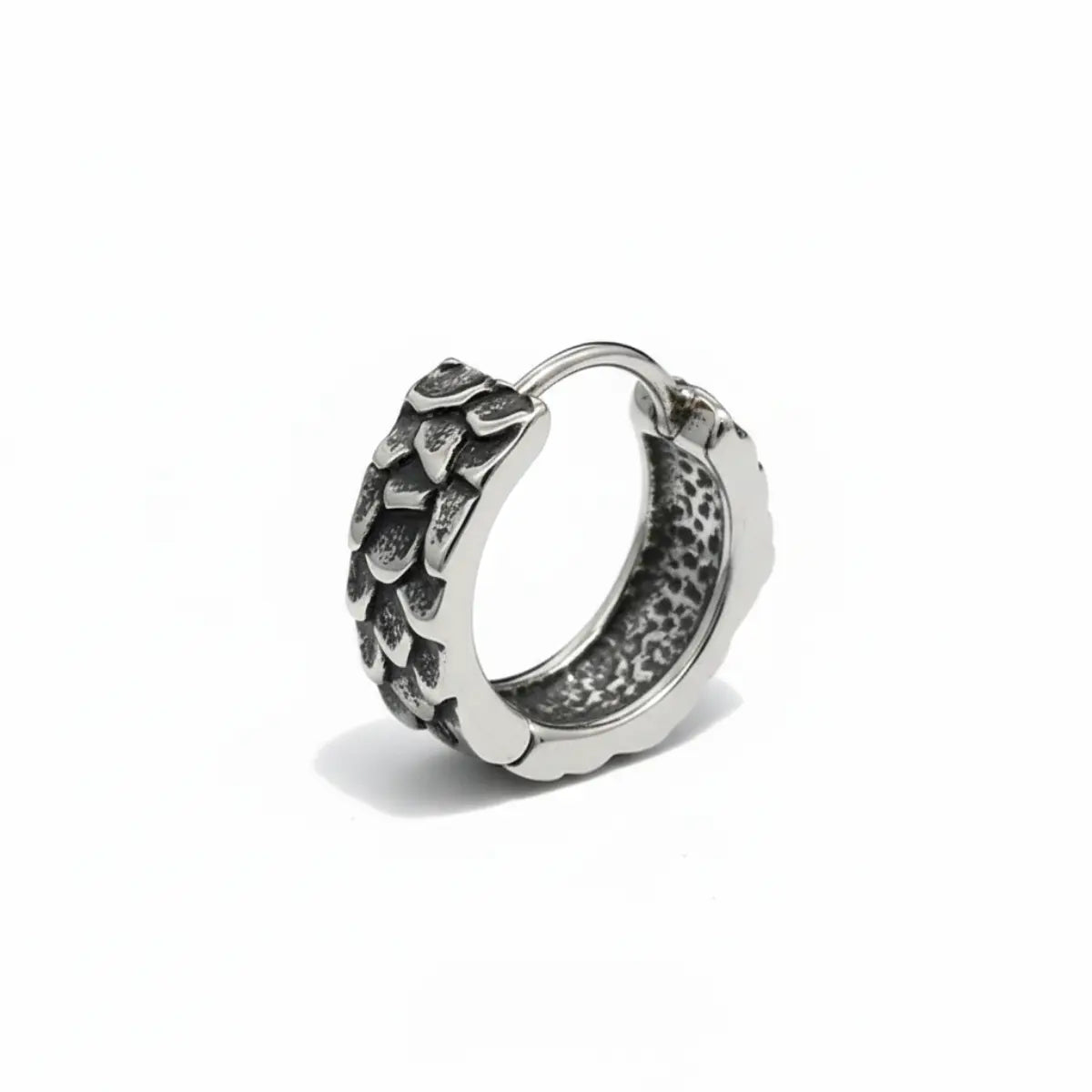 Scales Cross Huggie Hoop Earrings Back