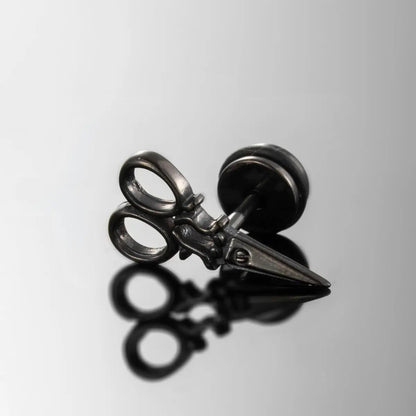 Scissors Stud Earrings Black