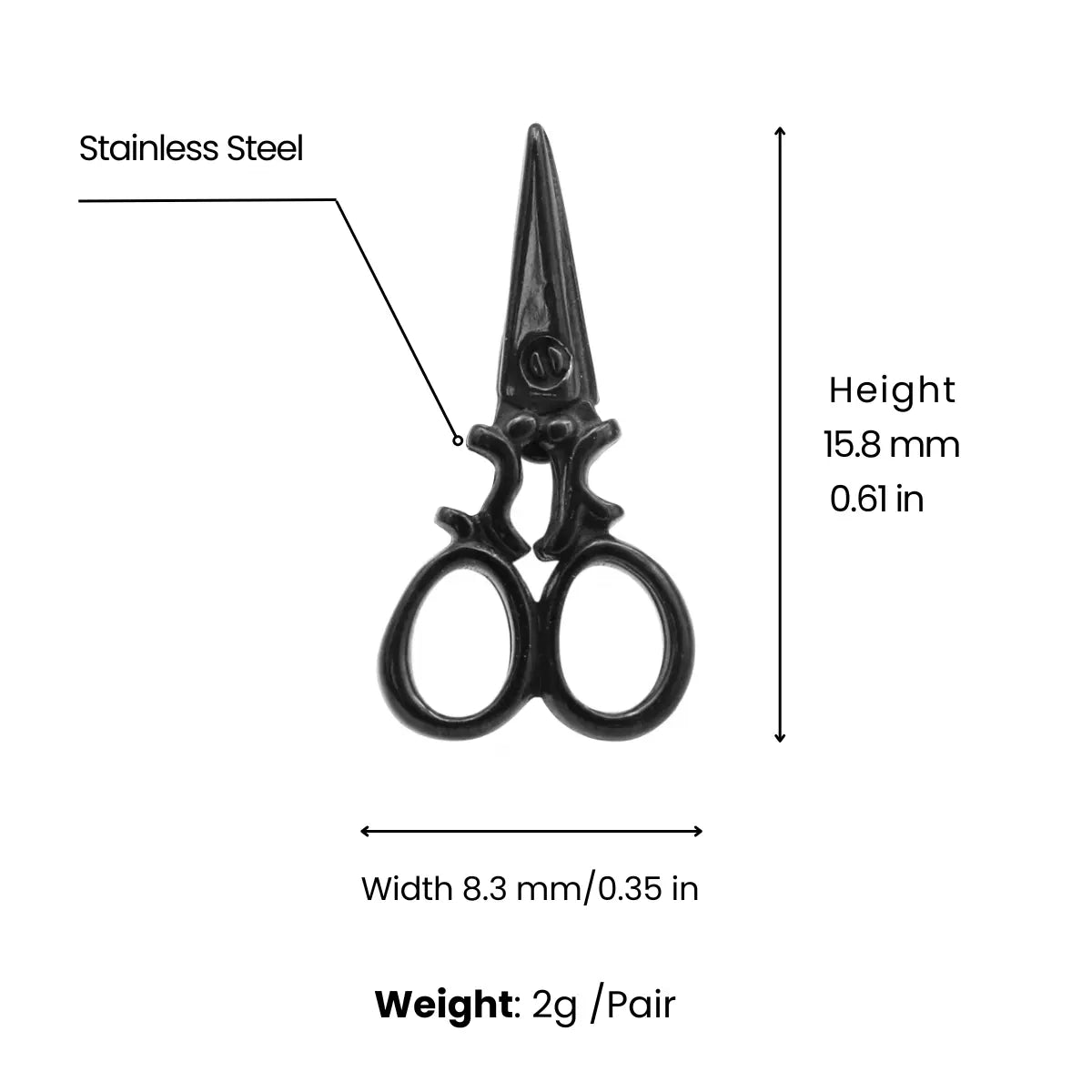 Scissors Stud Earrings Dimensions and Weight