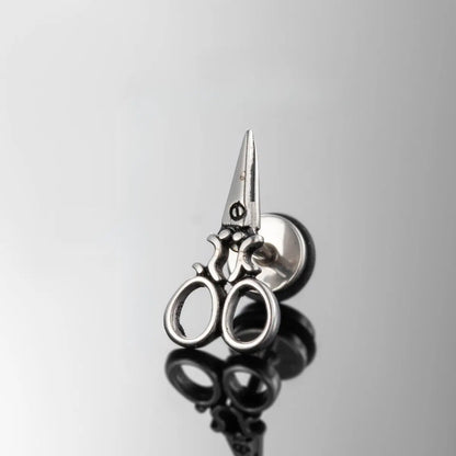 Scissors Stud Earrings Silver