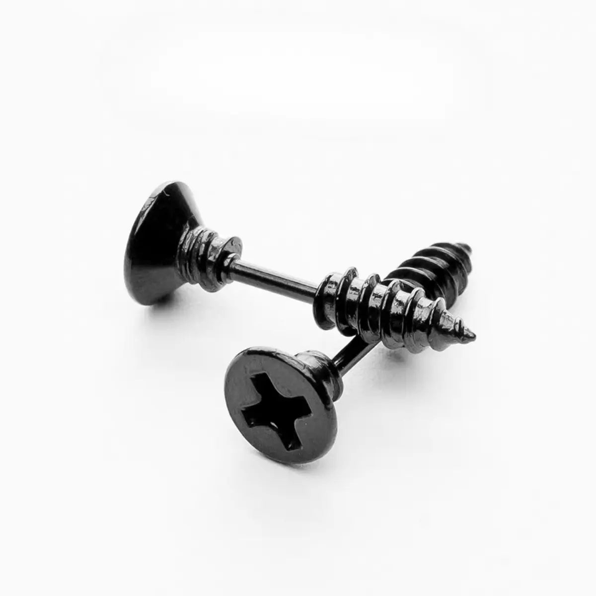 Screw Stud Earrings Black Details