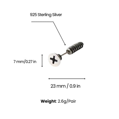 Screw Stud Earrings Sterling Silver Dimensions and Weight