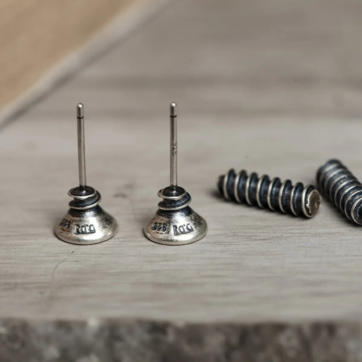 Screw Stud Earrings Sterling Silver Side Details