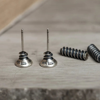 Screw Stud Earrings Sterling Silver Side Details