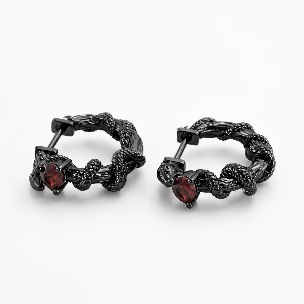 Serpent Pave CZ Hoop Earrings Close Up