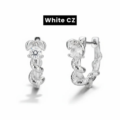 Serpent Pave White CZ Hoop Earrings Details