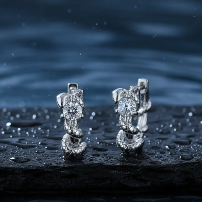 Serpent Pave White CZ Hoop Earrings