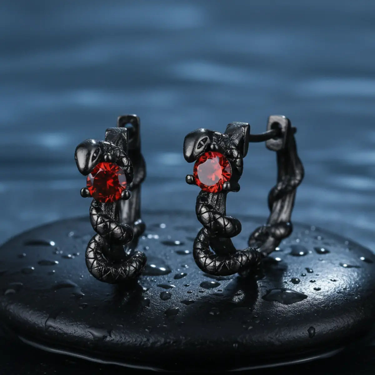 Serpent Ruby Hoop Earrings