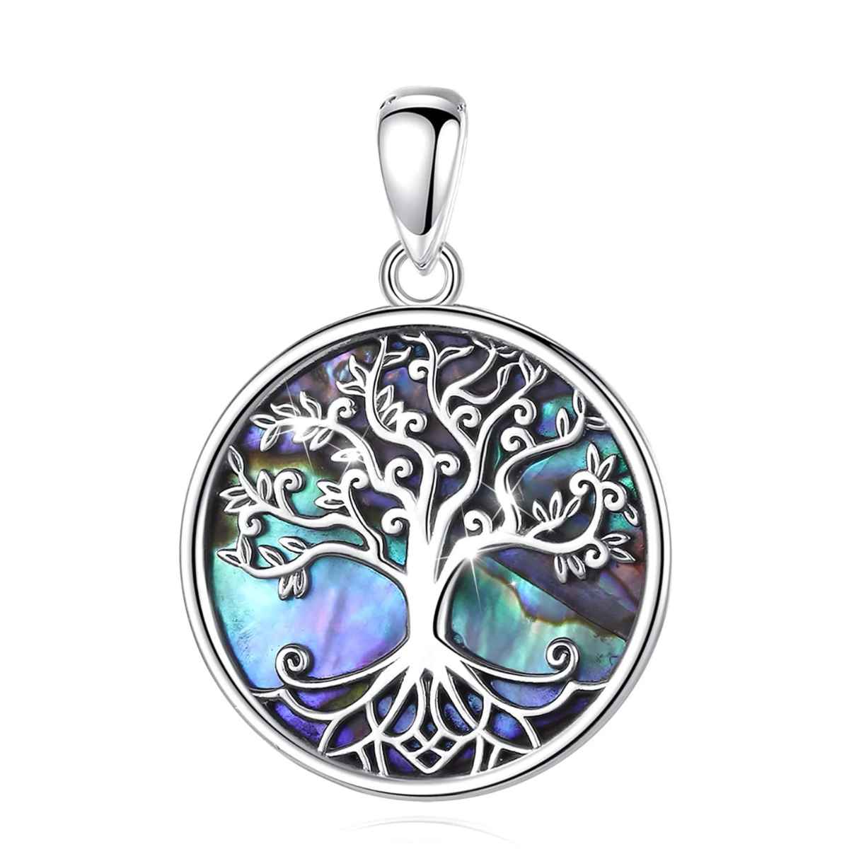 Silver Abalone Tree of Life Pendant Necklace Pendant Only Xenos Jewelry