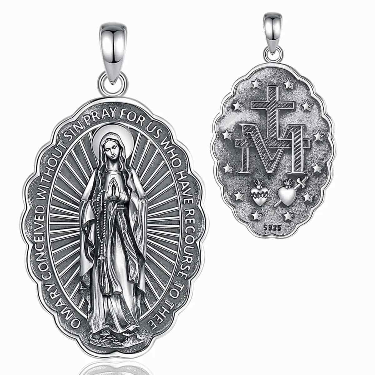 Silver Blessed Virgin Mary Necklace Pendant Only Xenos Jewelry