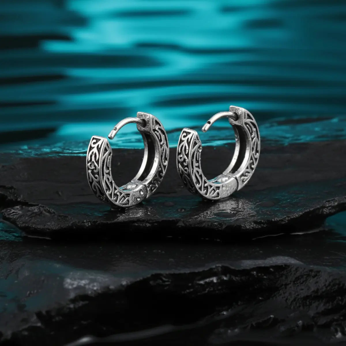 Silver Celtic Knot Huggie Hoop Earrings