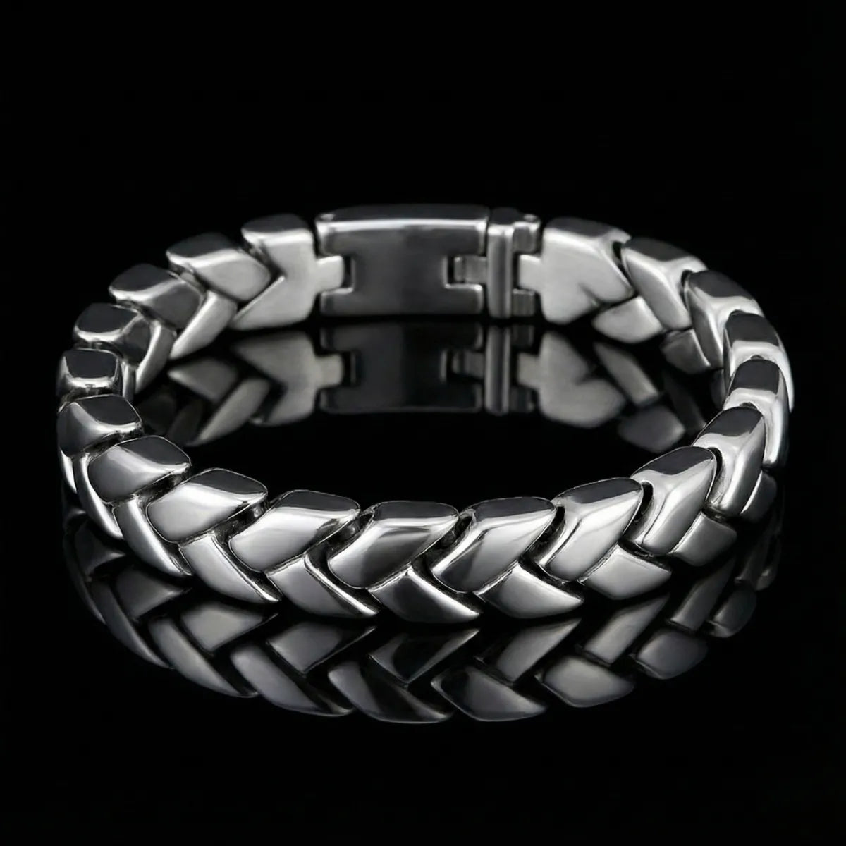 Silver Chevron Link Bracelet 11mm
