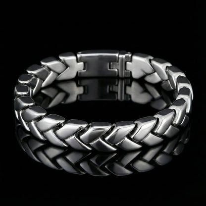 Silver Chevron Link Bracelet 11mm