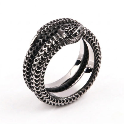 Silver Double Wrap Snake Ring Details