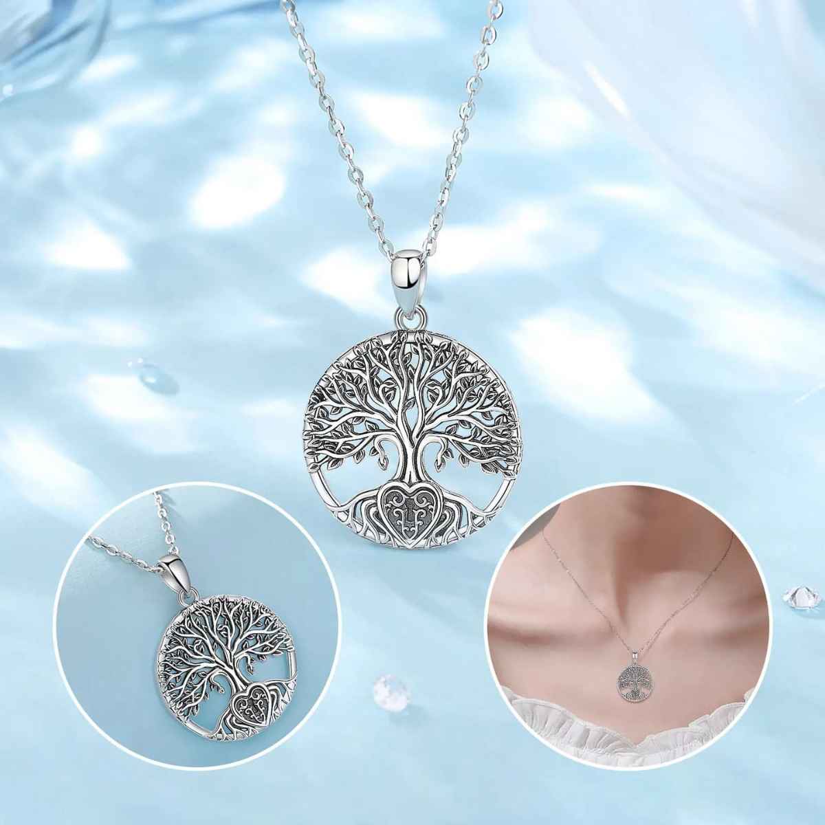 Silver Family Tree Necklace Details Xenos Jewelry