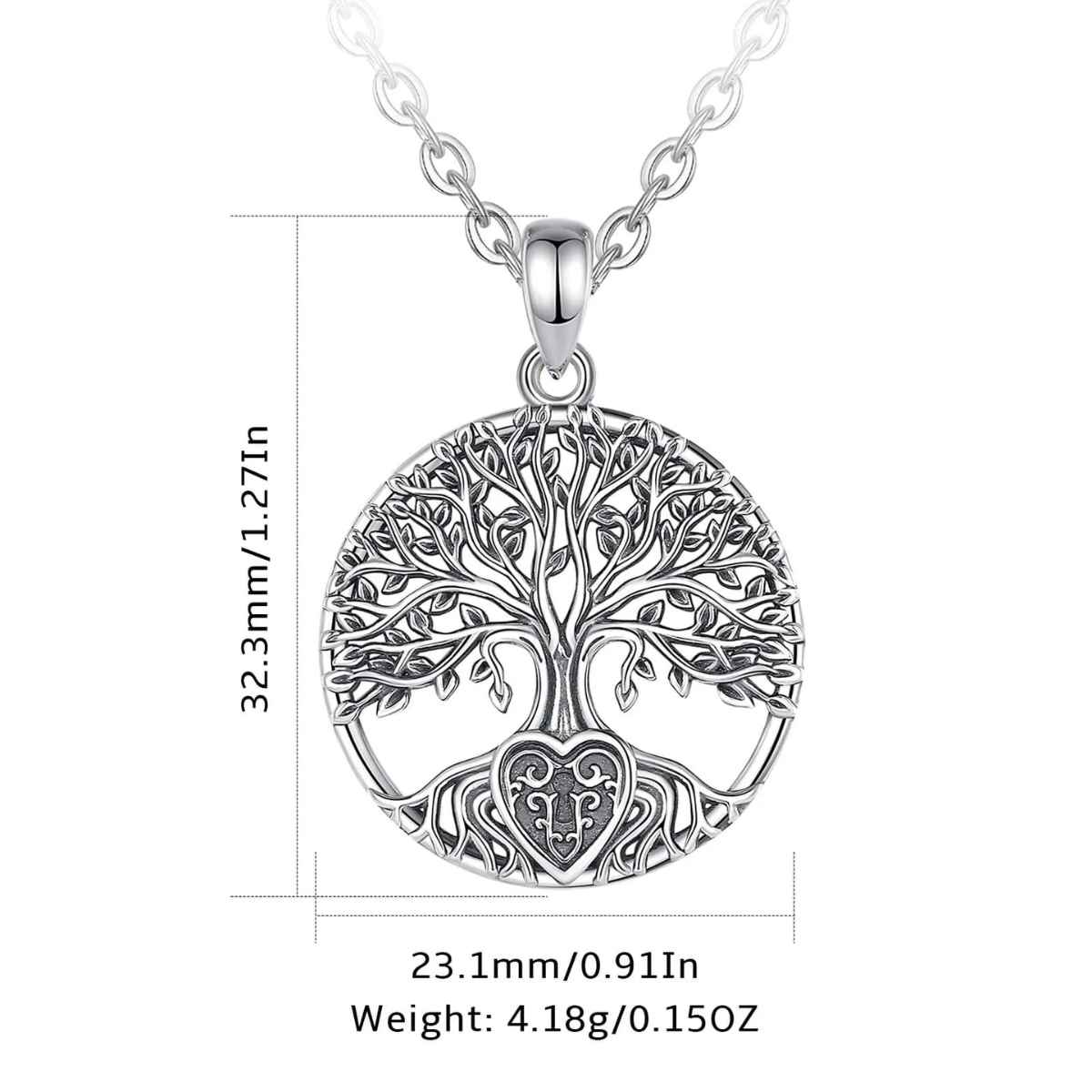 Silver Family Tree Necklace Dimensions and Weight Xenos Jewelry