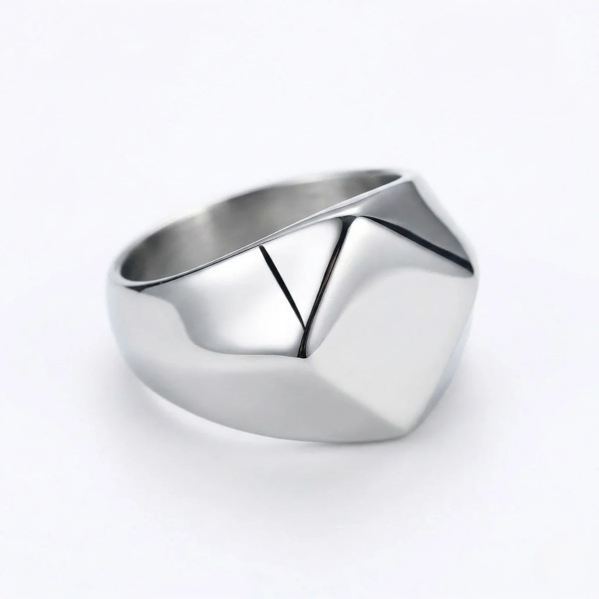 Silver Geometric Signet Ring Details