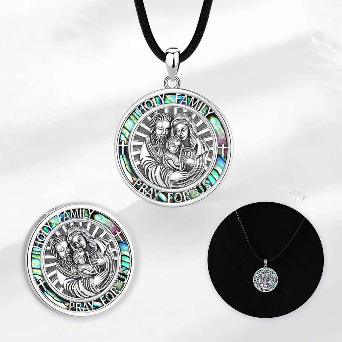 Silver Holy Family Necklace Details Xenos Jewelry