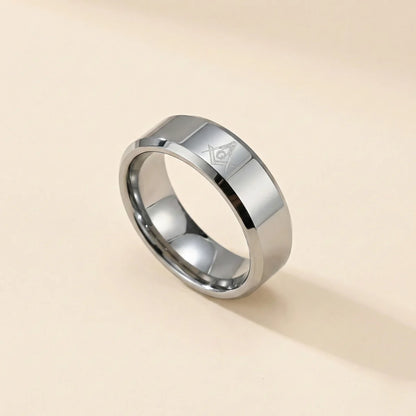 Silver Masonic Tungsten Ring Details
