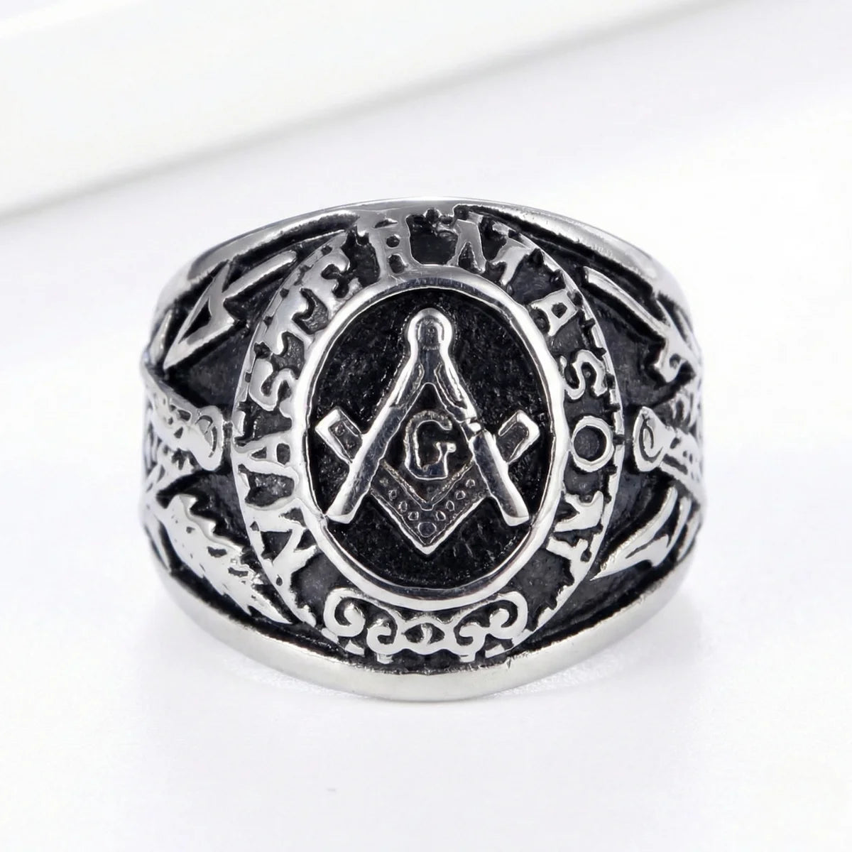 Silver Master Mason Degree Ring Details