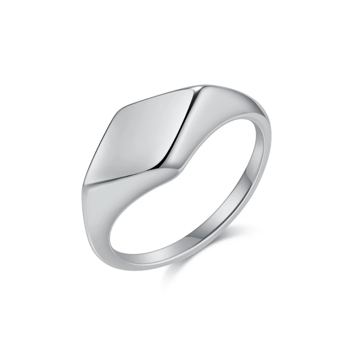 Silver Minimalist Signet Pinky Ring Details