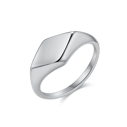 Silver Minimalist Signet Pinky Ring Details