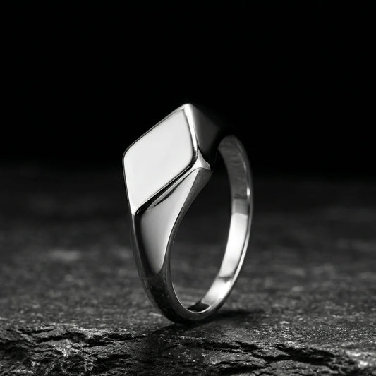 Silver Minimalist Signet Pinky Ring