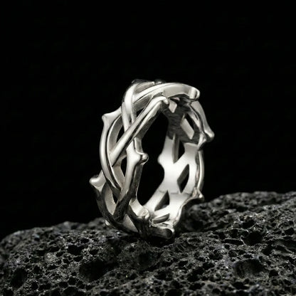 Silver Minimalist Thorns Ring