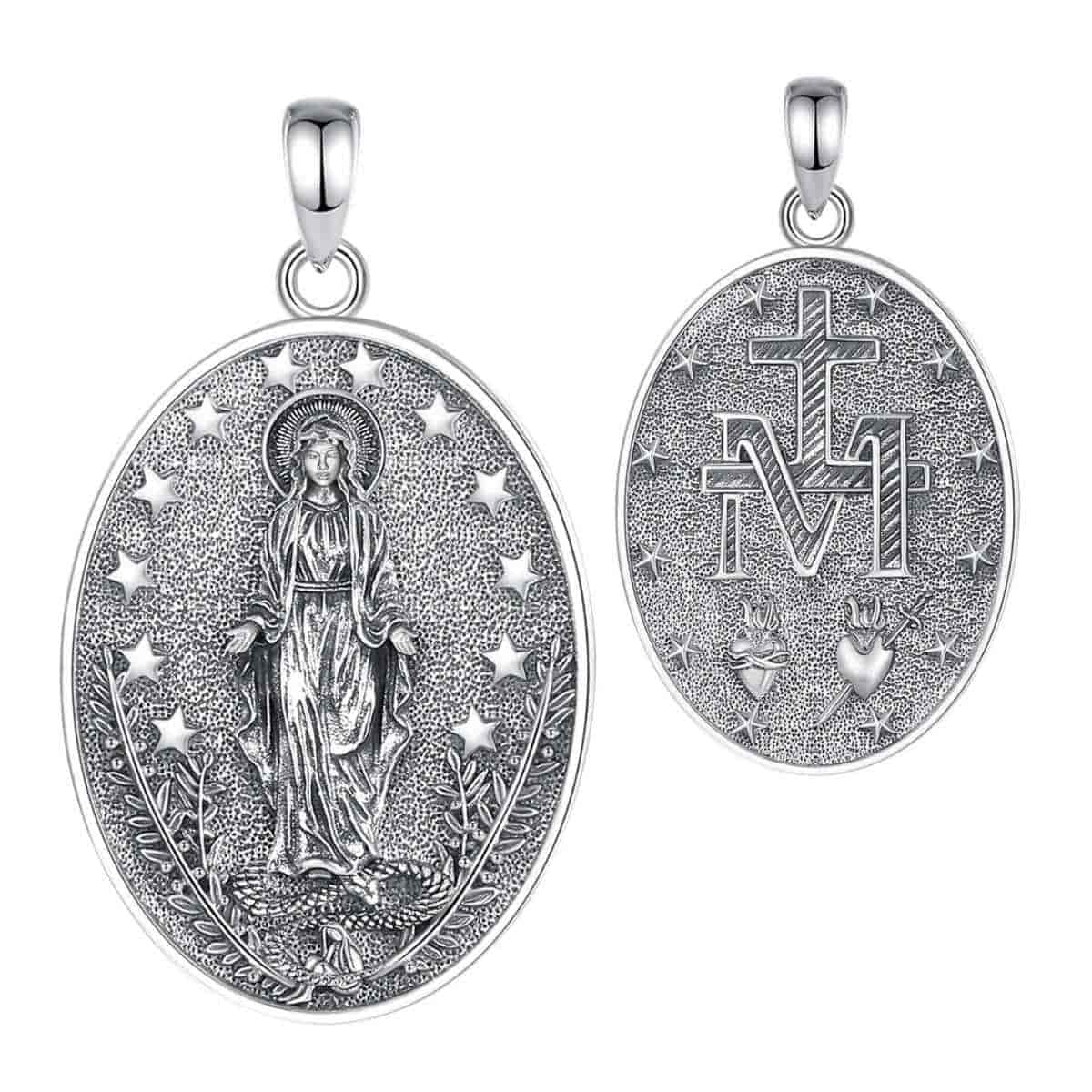 Silver Miraculous Mary Necklace Pendant Only Xenos Jewelry