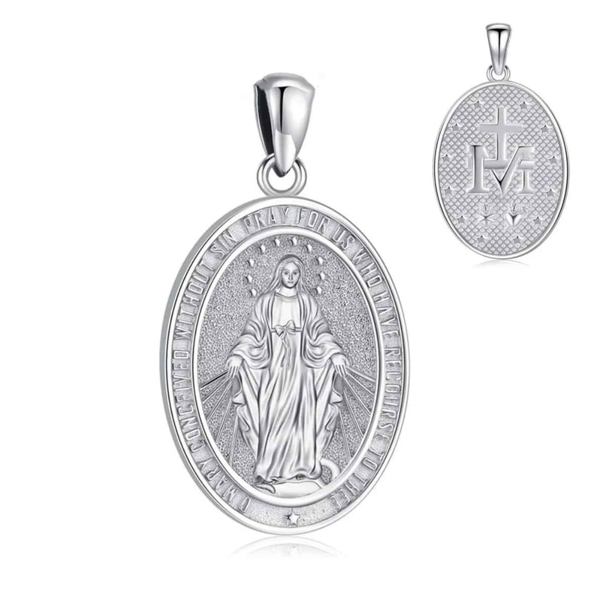 Silver Miraculous Mary Pendant Pendant Only Xenos Jewelry