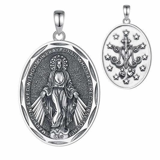 Silver Miraculous Medal Necklace Pendant Only Xenos Jewelry