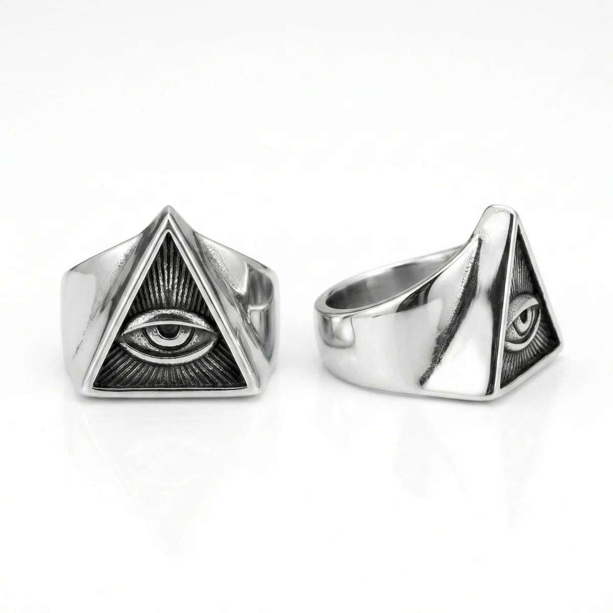 Silver Pyramid Eye Ring Multi Angle Details