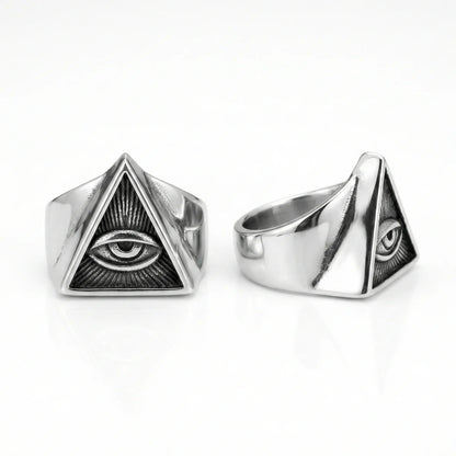 Silver Pyramid Eye Ring Multi Angle Details