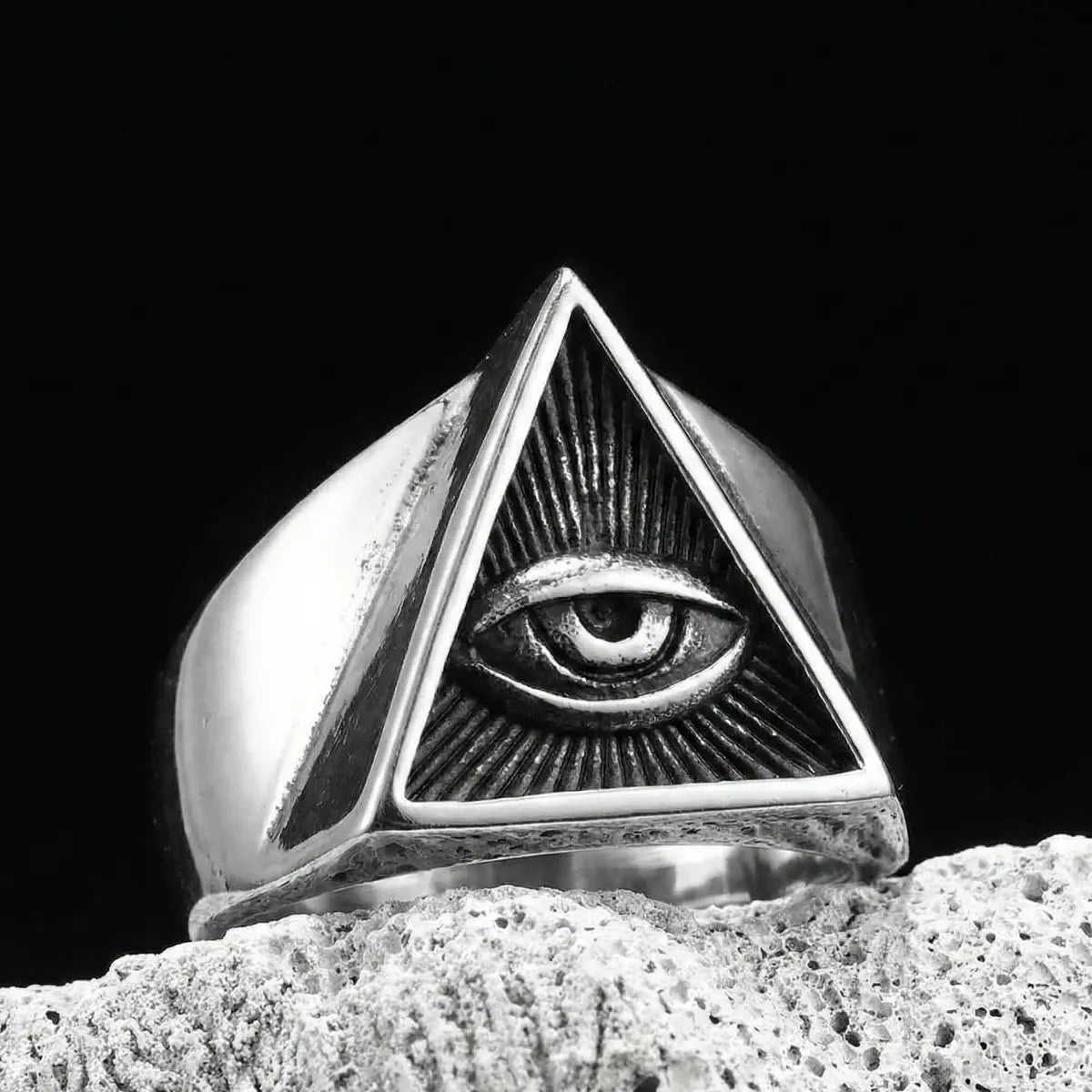 Silver Pyramid Eye Ring