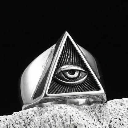 Silver Pyramid Eye Ring