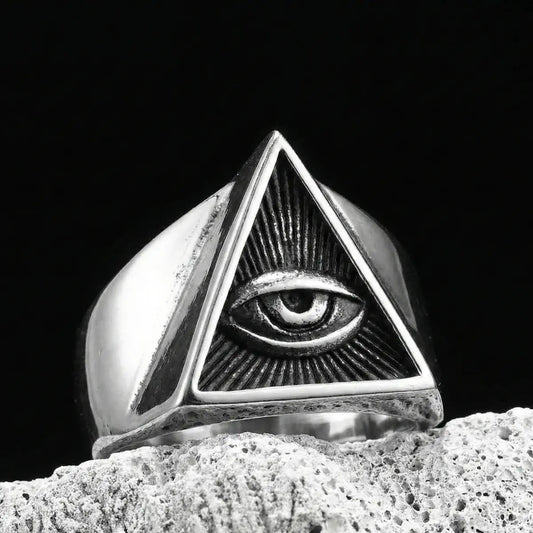 Silver Pyramid Eye Ring