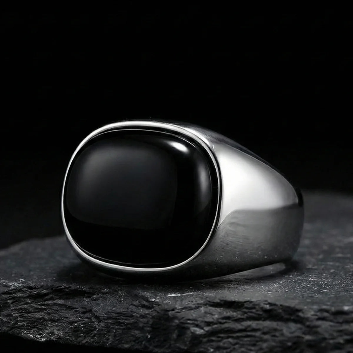 Silver Ring with Black Stone