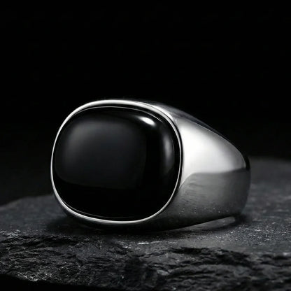Silver Ring with Black Stone