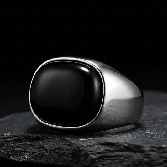 Silver Ring with Black Stone