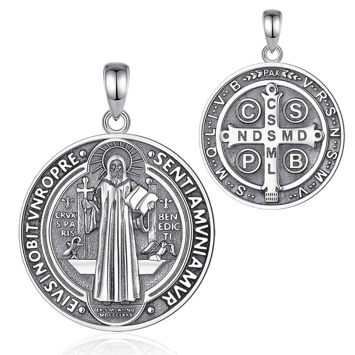 Silver Saint Benedict Medal Necklace Pendant Only Xenos Jewelry