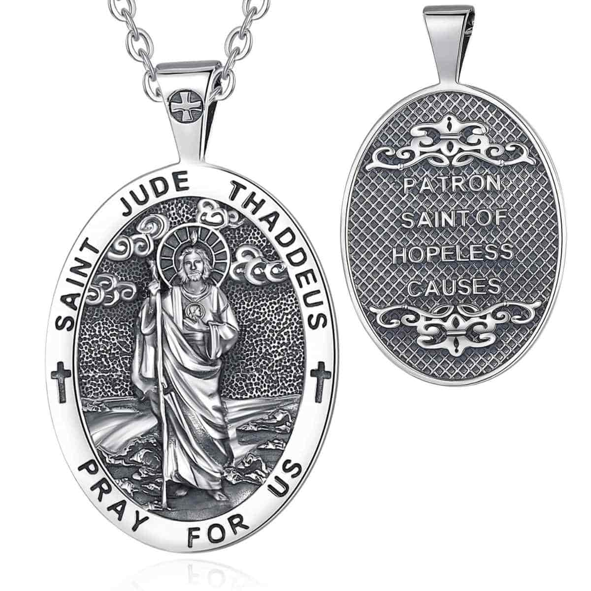 NWOT STERLING SILVER? St Jude of Thaddeus pray for us newest necklace~silver chain