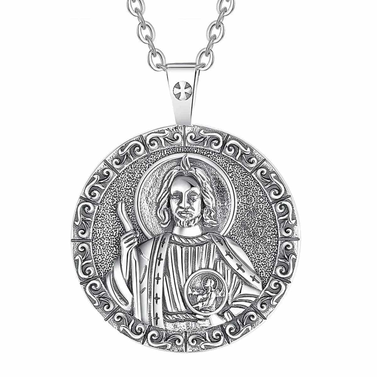 Silver San Judas Pendant with 18 inch Chain Xenos Jewelry