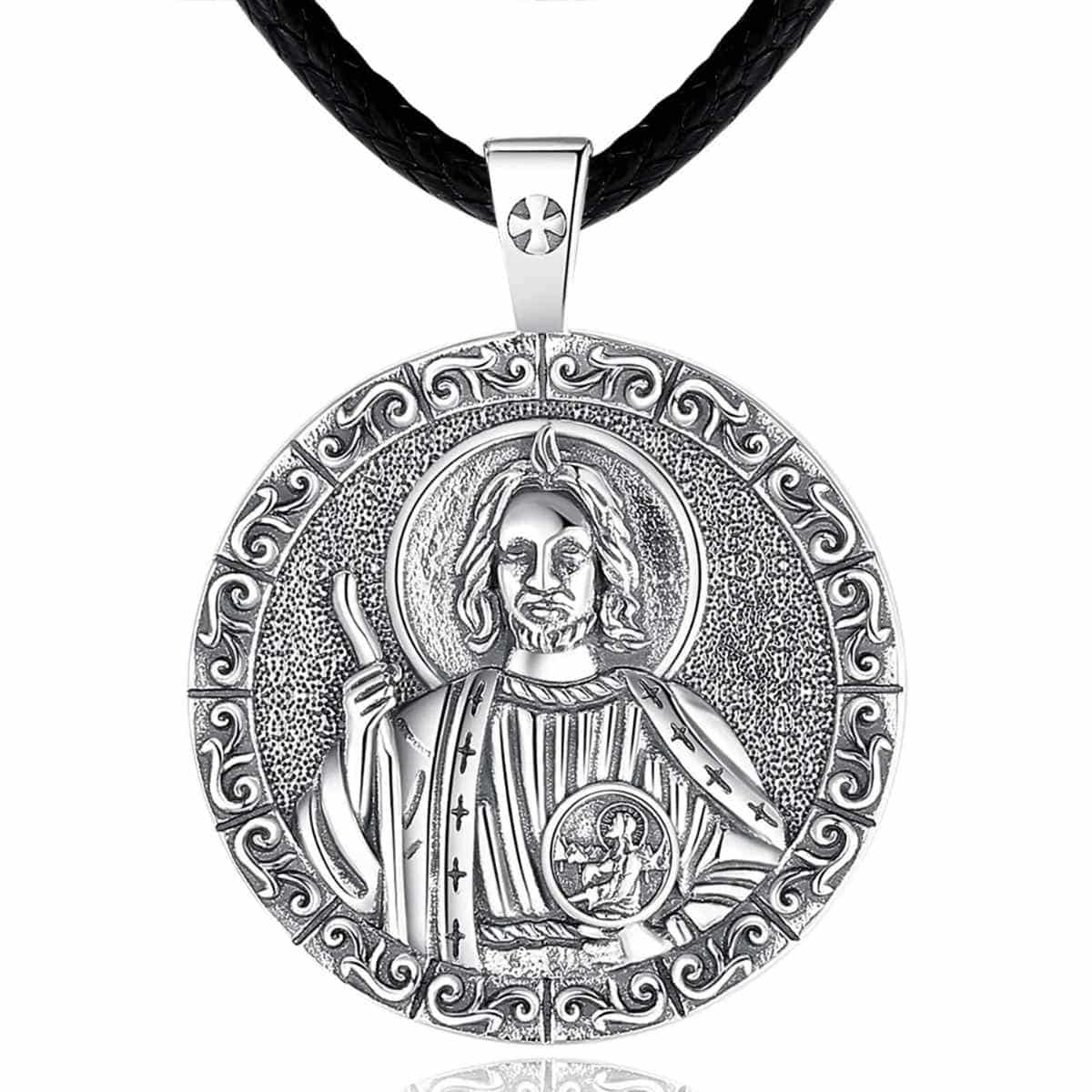 Silver San Judas Pendant with 24 inch Rope Xenos Jewelry